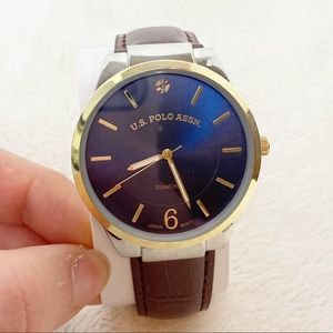 Us polo assn watch with brown faux leather band